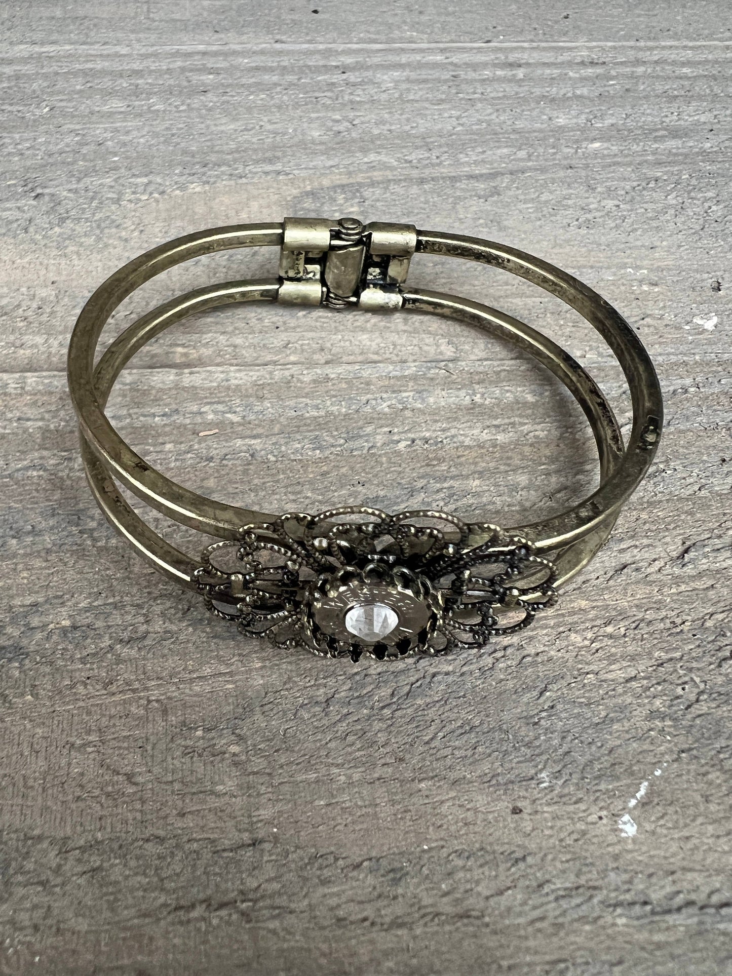 Brass Filigree Bullet Cuff Bracelet 