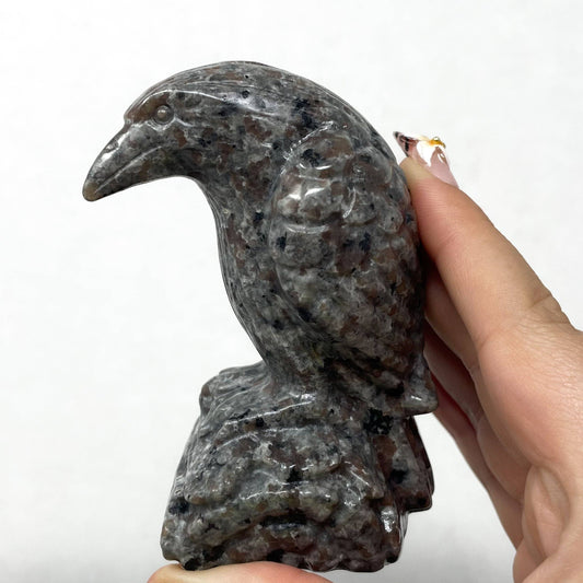 Yooperlite Raven Carving