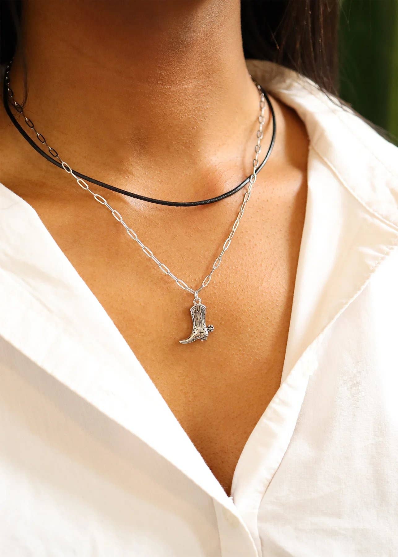 Black Cord Necklace With Stainless Steel Twist Open Clasp