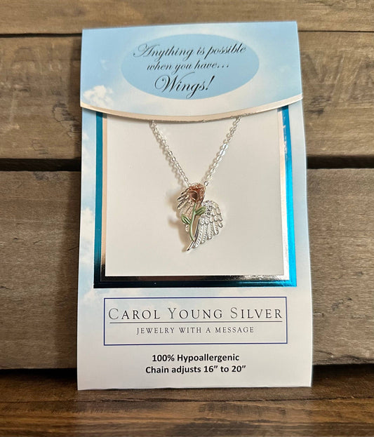 Rose on Wings Necklace Jewelry