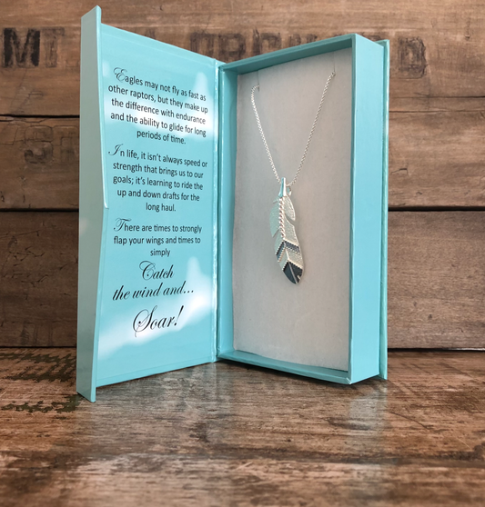 Eagle Feather Jewelry Necklace in BOX