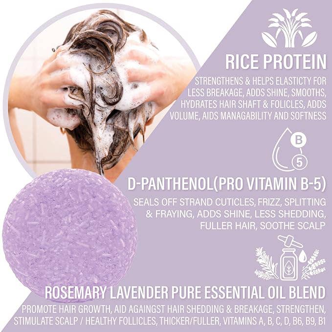 Shampoo Bar | Rosemary Lavender -Volume | Rice Protein