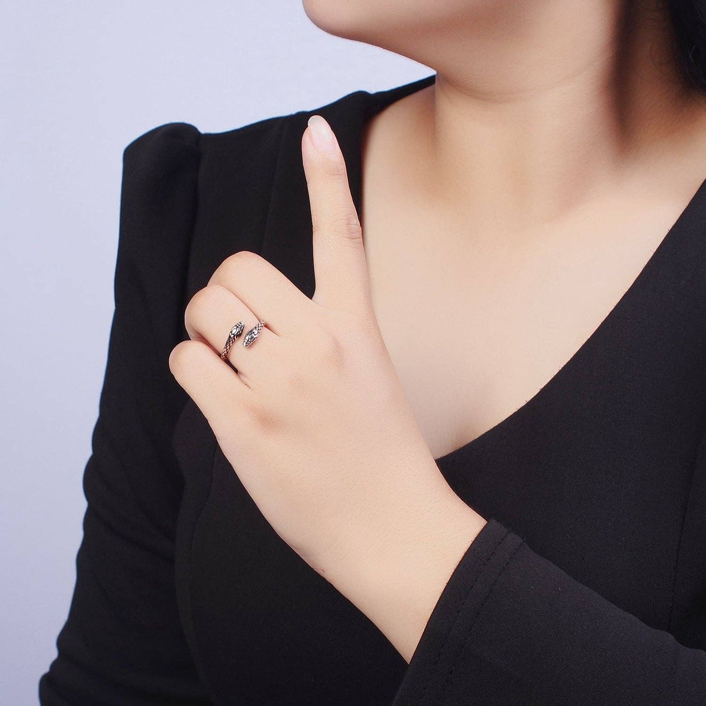 Antique Silver Serpent Snake Silver Adjustable Ring | X576