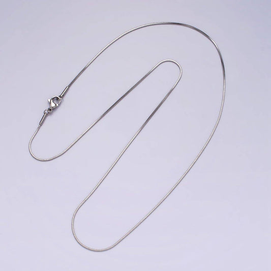 Stainless Steel 1mm Dainty Snake 20 Inch Layering Silver Chain Necklace | WA-2266 Clearance Pricing