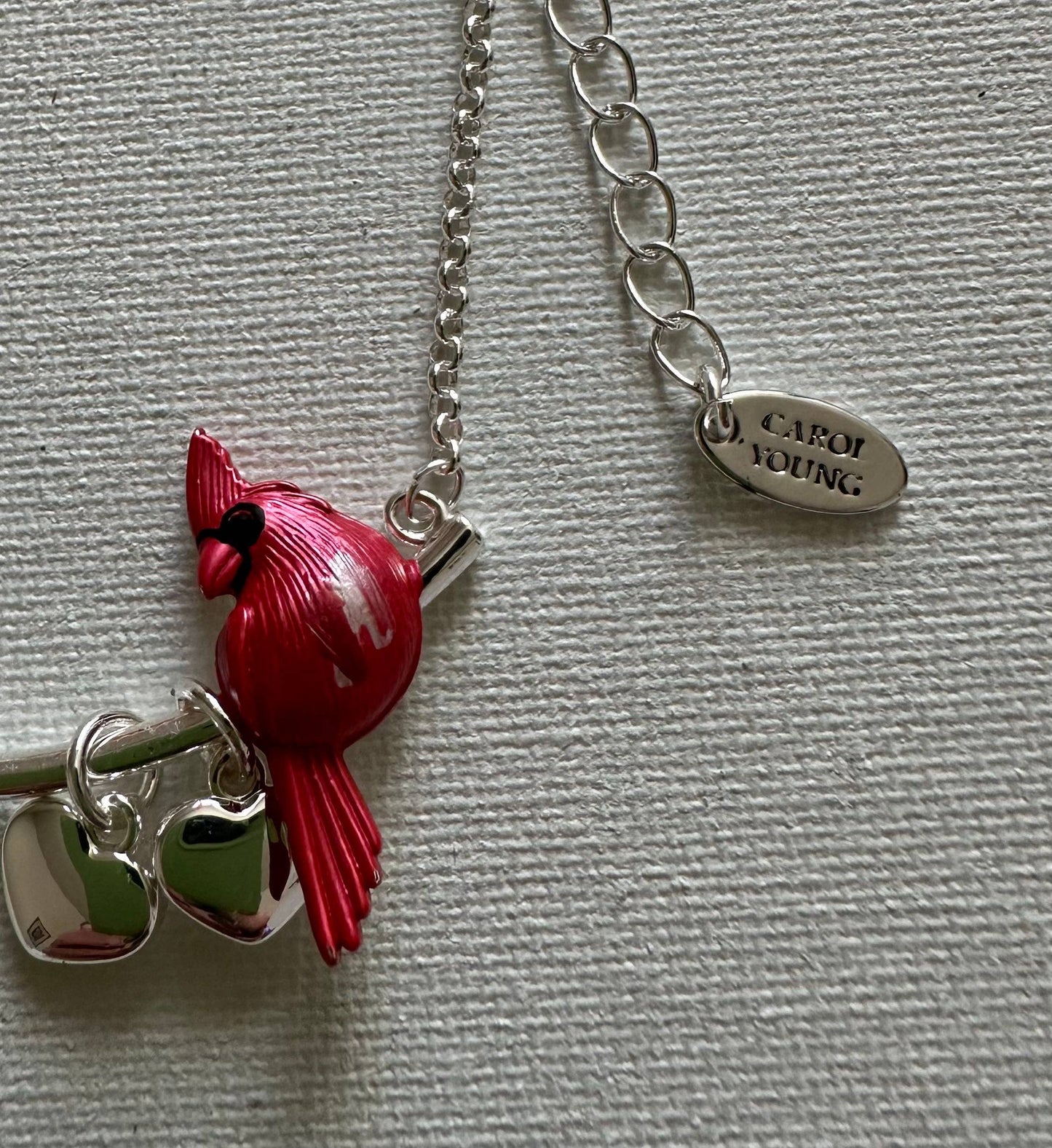 Cardinal with Hearts Jewelry Necklace in Box
