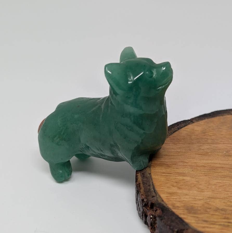 Green Aventurine Corgi Dog