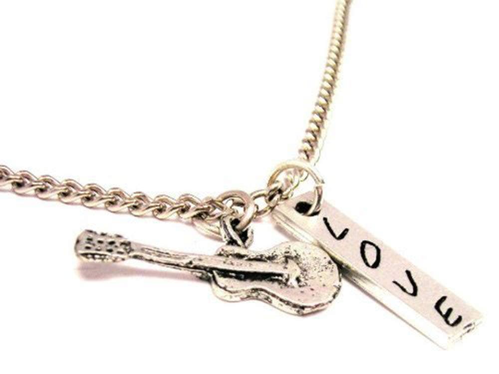 Country Guitar Love Stick Necklace Music Musician Line Dance