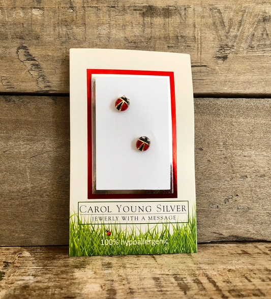 Ladybug Earrings / Post on CARD Jewelry
