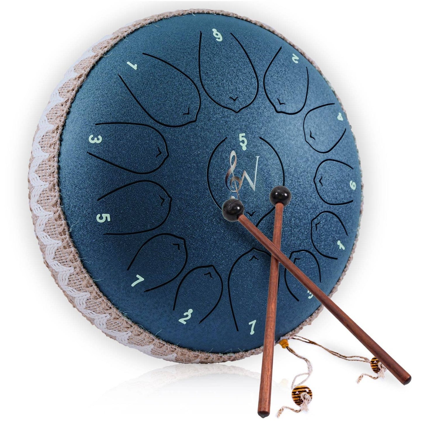 12-Inch Steel Tongue Drum - 13 Notes - Rain Drum - Navy Blue
