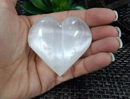 Crystal Selenite Heart Shaped Stone - 6cm