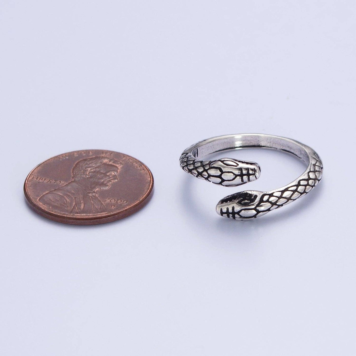 Antique Silver Serpent Snake Silver Adjustable Ring | X576
