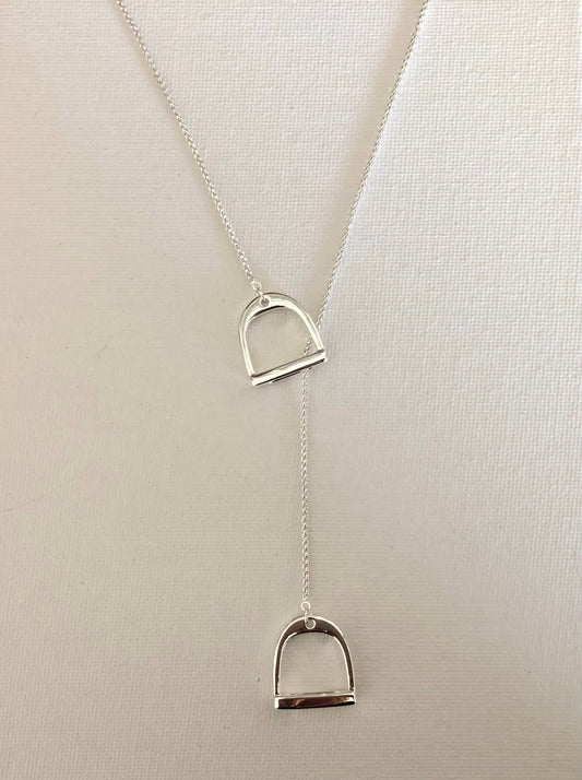 English Saddle Stirrup Necklace Jewelry