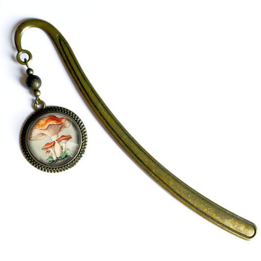 Chantarelle Mushroom Cottagecore Bronze and Glass Bookmark