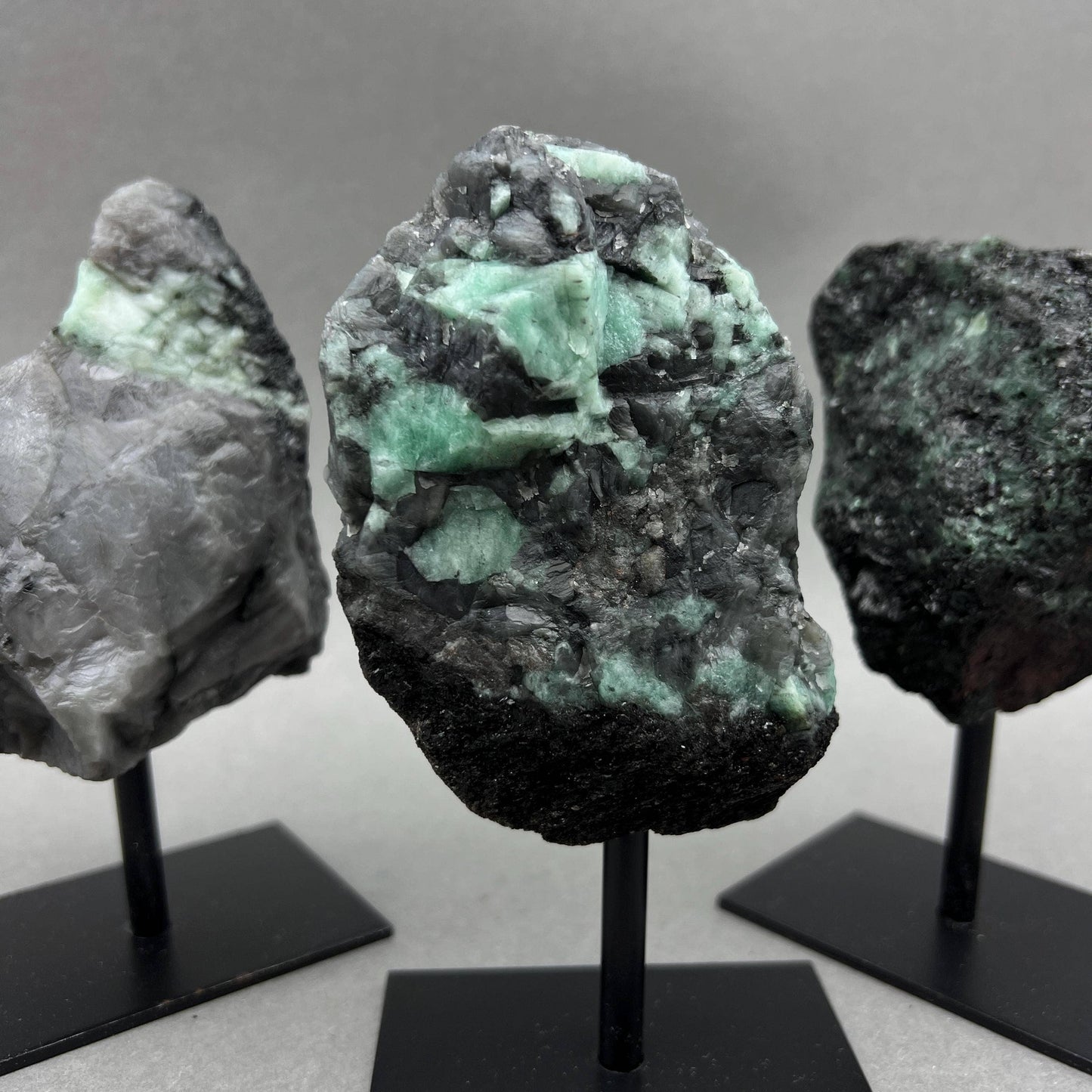Emerald Rough Specimen on Metal Stand Gemstone Home Decor Wholesale Crystal Supply