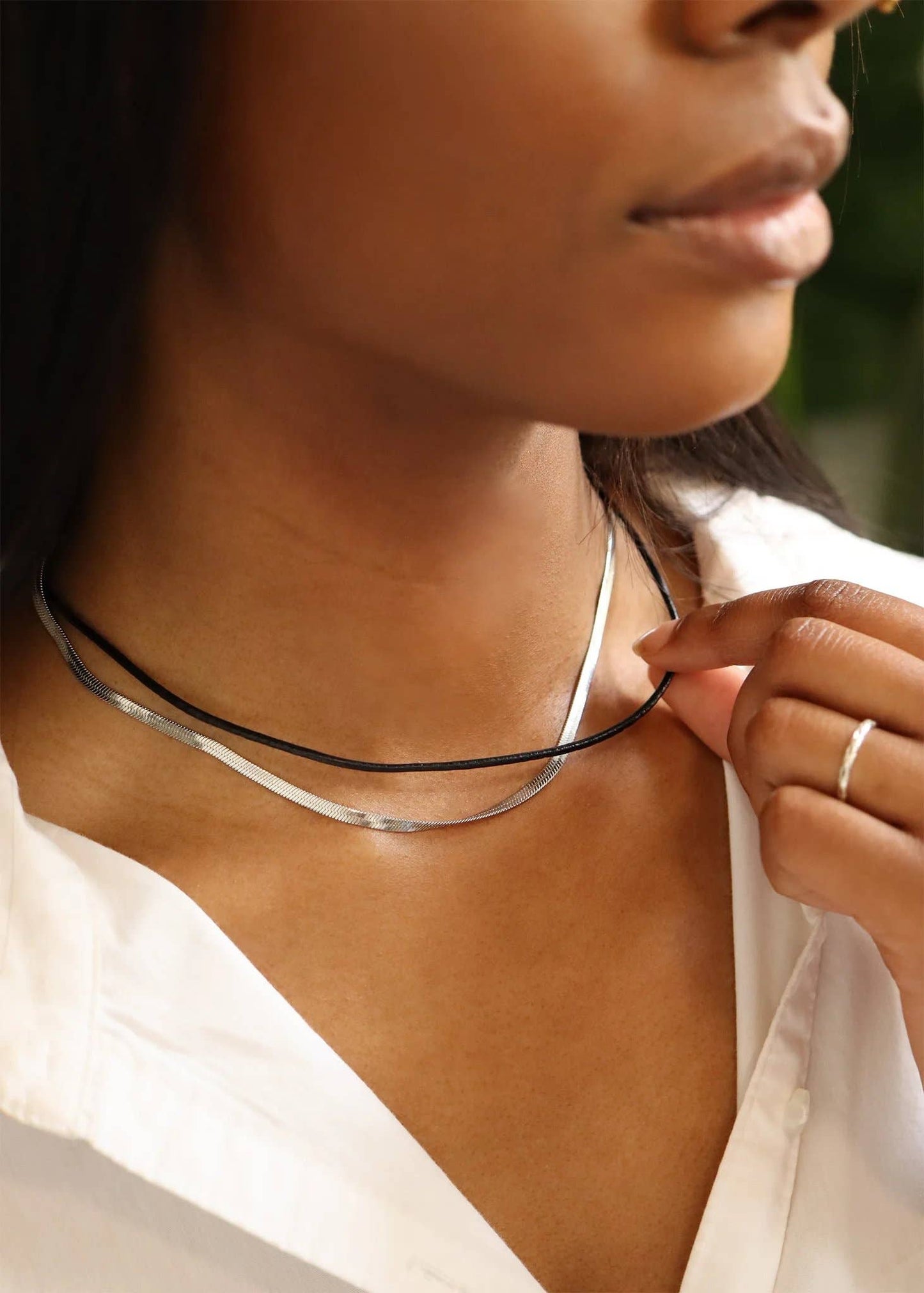 Black Cord Necklace With Stainless Steel Twist Open Clasp