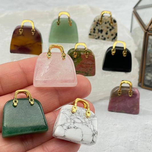 Crystal Gemstone Purses with Gold Tone Handles