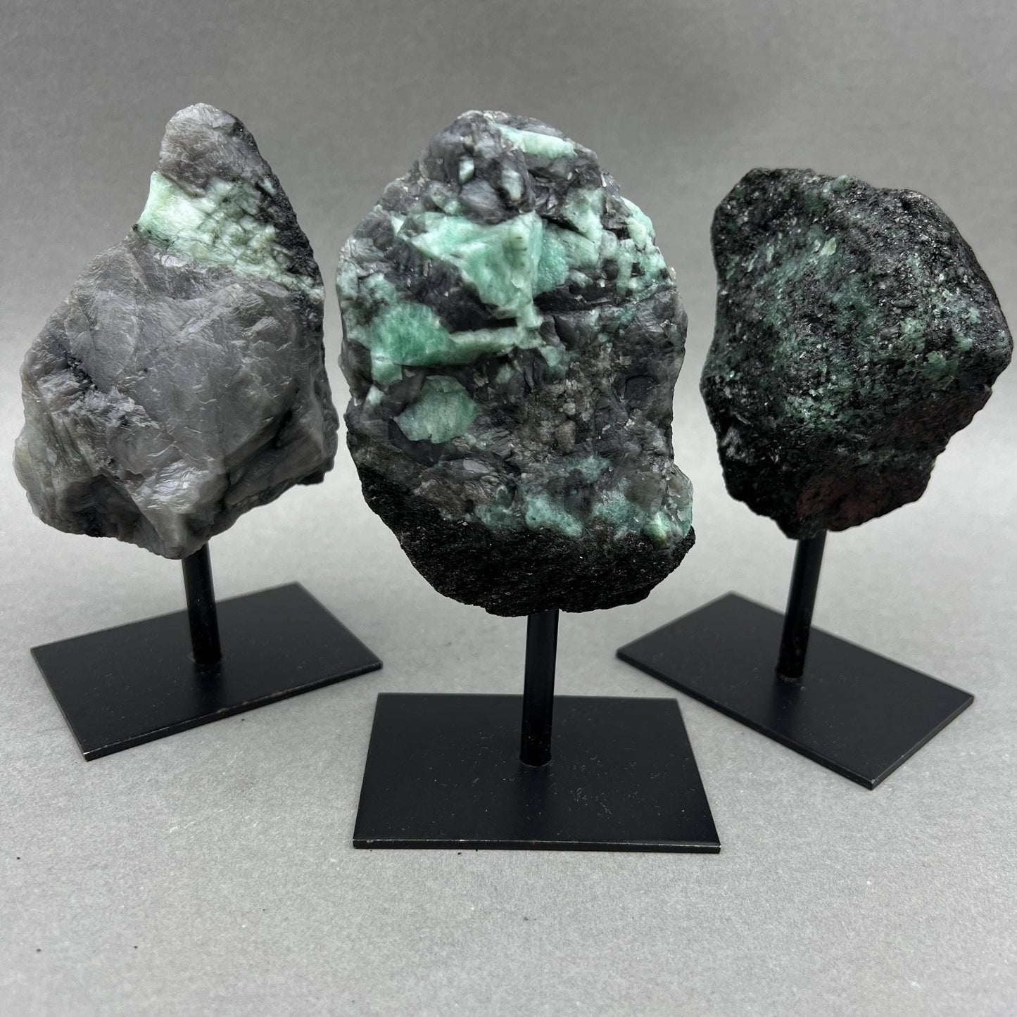Emerald Rough Specimen on Metal Stand Gemstone Home Decor Wholesale Crystal Supply