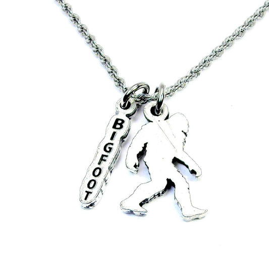 Iconic Bigfoot Sasquatch 2 Charm Necklace Myths big foot