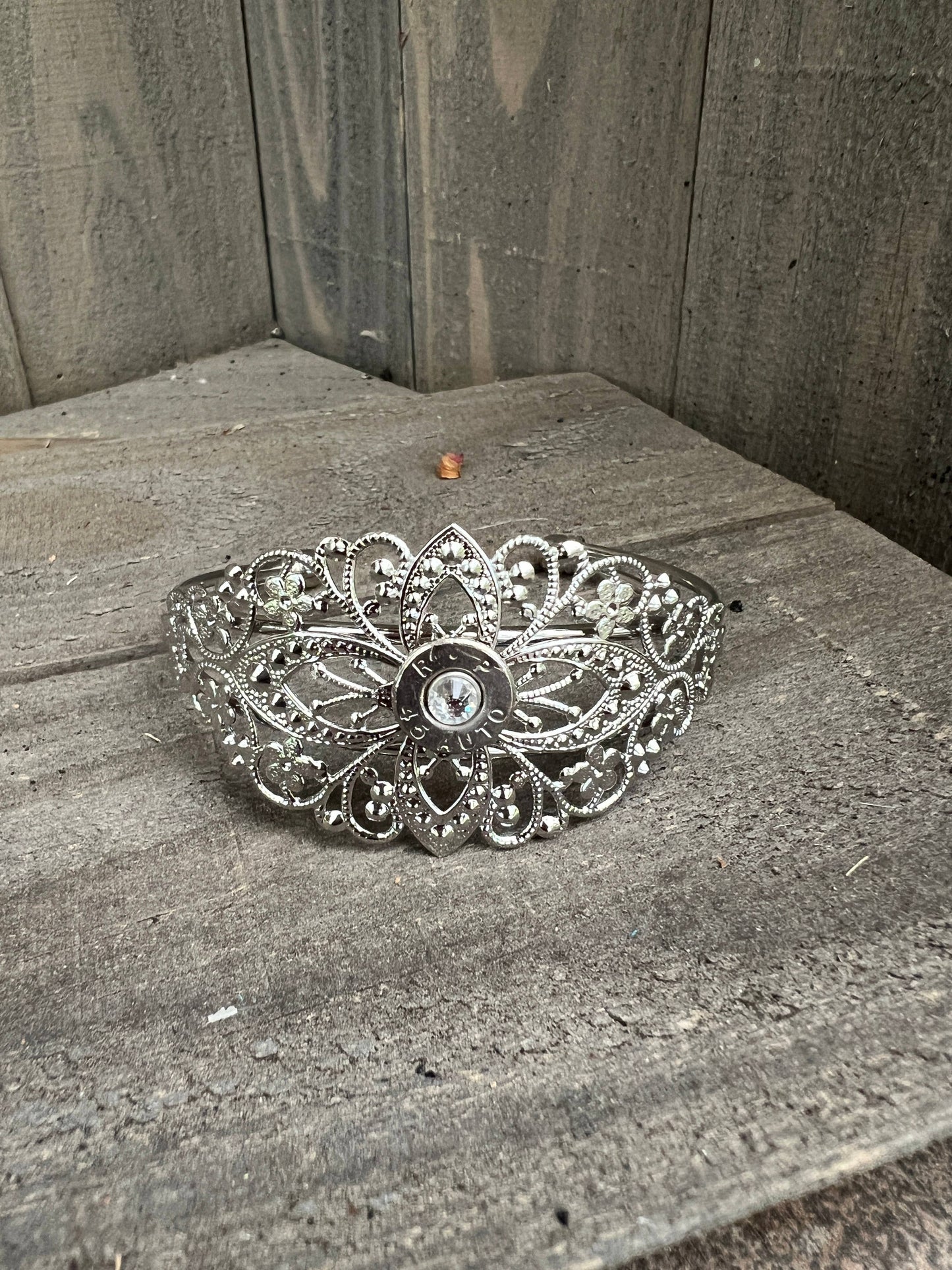 Silver  Filigree Bullet Cuff Bracelet 