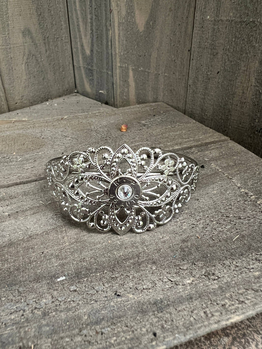 Silver  Filigree Bullet Cuff Bracelet 