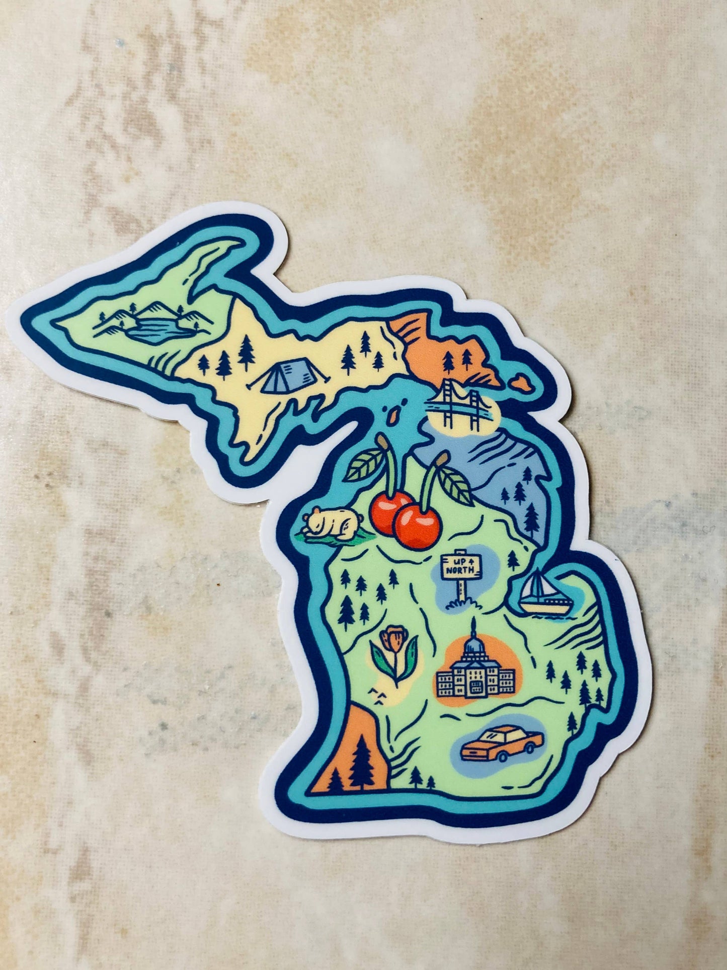 Michigan Adventure Map Sticker – 3" x 3"