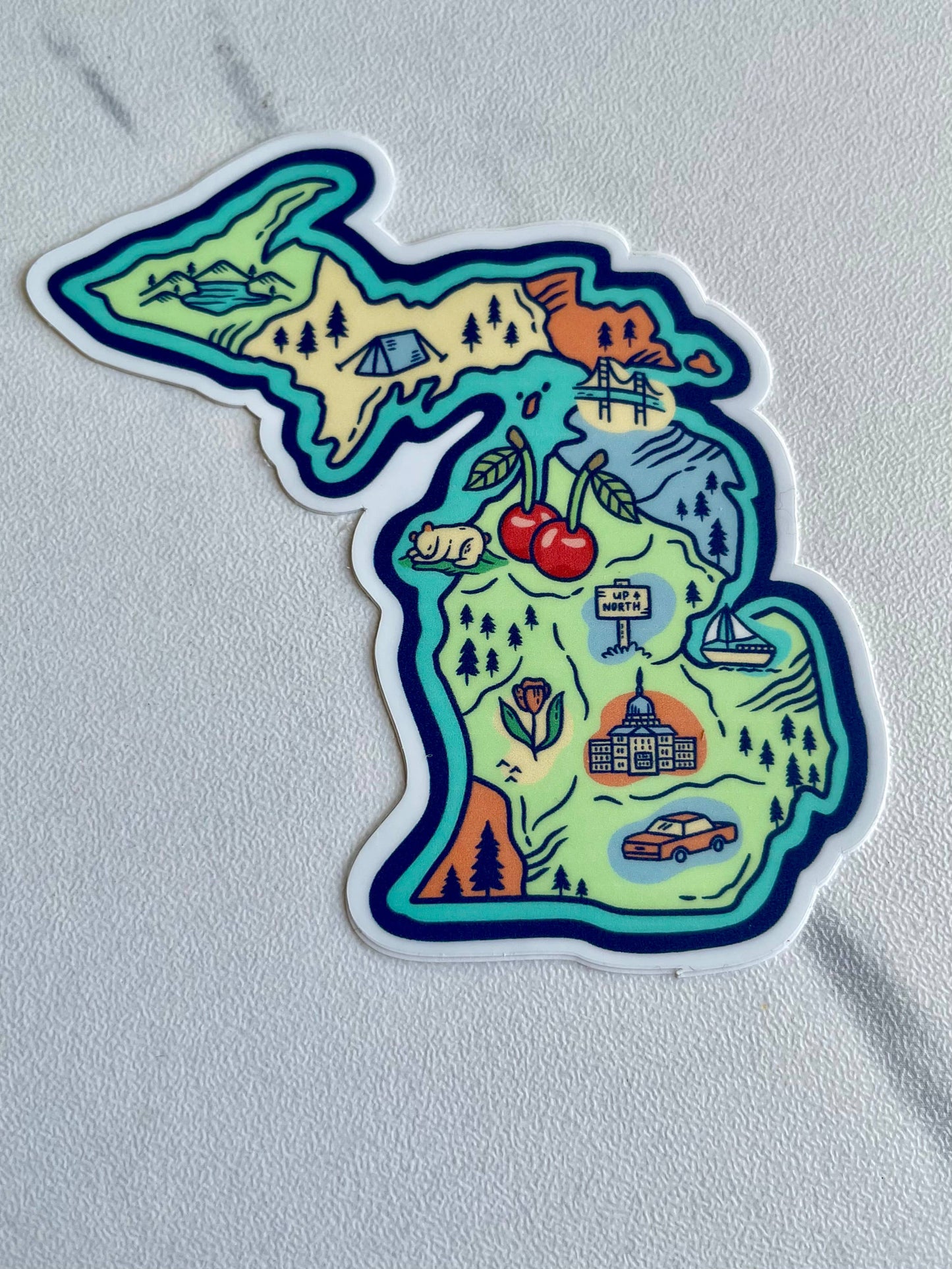 Michigan Adventure Map Sticker – 3" x 3"