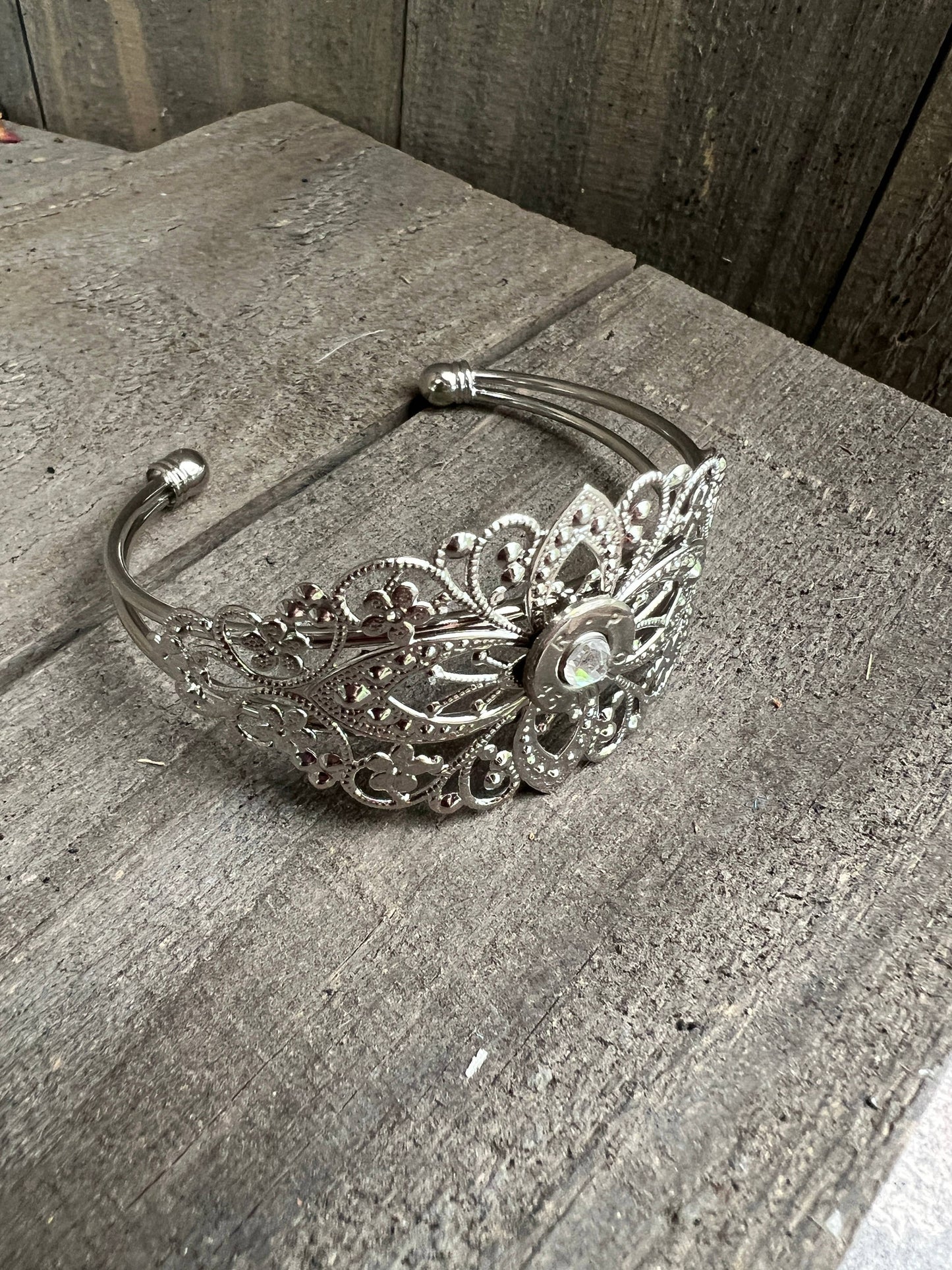 Silver  Filigree Bullet Cuff Bracelet 
